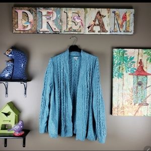 LL BEAN Open Front Cardigan cableknit Sweater 3X